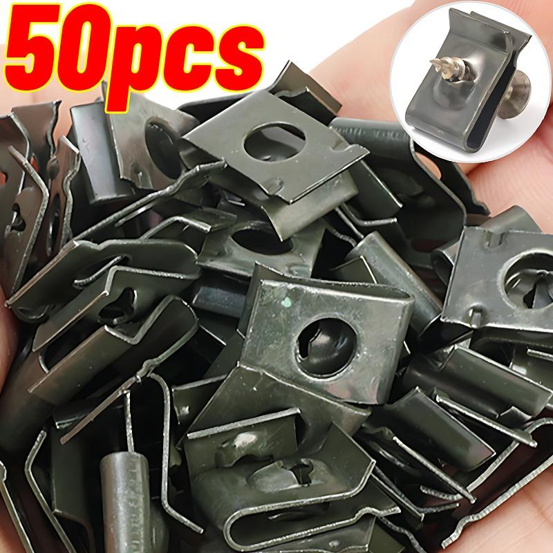 Car Metal Screw Fastener Clips U-Type Clip Anti-rust Iron Sheet Car Motorcycles Screw Buckle Bumper Protection Fastener Clips