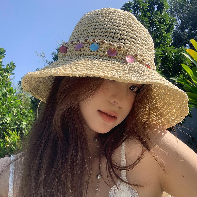 Women's Large Brim Foldable Breathable Straw Sun Hat for Summer Travel & Vacation
