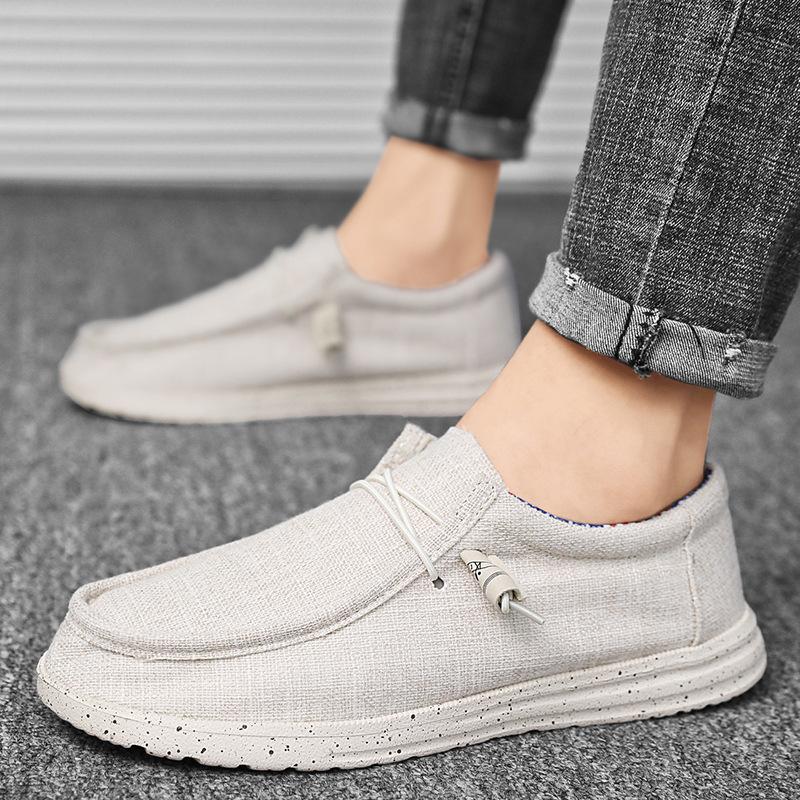 Foreign trade explosion large size 48 loafers men's canvas casual shoes one pedal driving lazy shoes spot