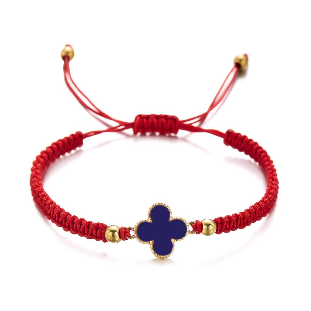 Fashion Lucky Four-Leaf Clover Braided Bracelet Women Ins Style Niche Hundred With Pull-Out Adjustable Four-Leaf Flower Hand Rope