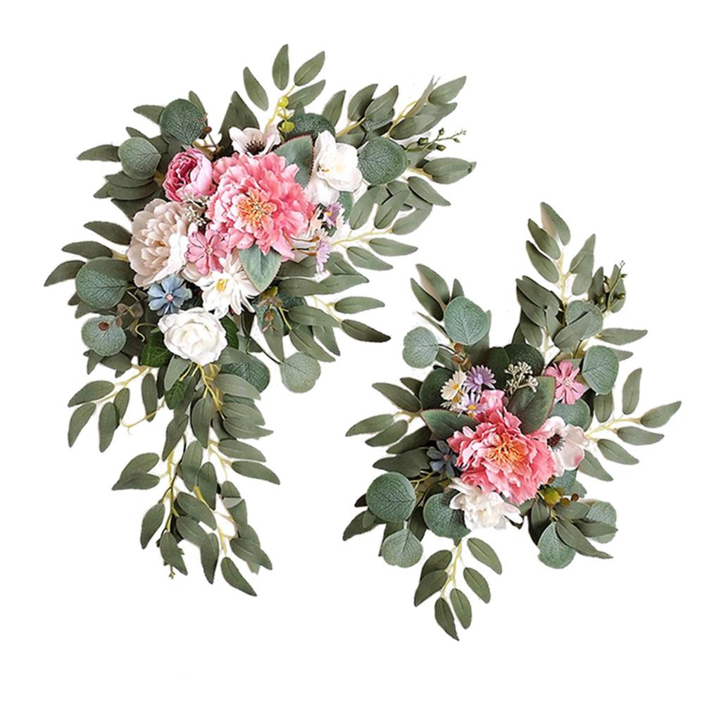 2x Künstlicher Kranz Schmuck Foto Requisiten Dekoration Handgemachte Kunst Deko DIY Szene Layout Hochzeitsbogen Blume für Innenfenster