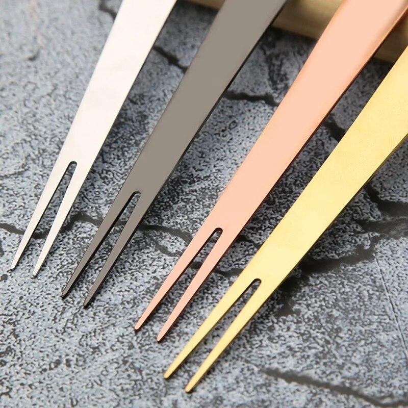 1 stk japansk stil rustfri stålgaffel Kake Dessert Fruktgafler Biff Bestikkgaffel Kjøkkenbord Tilbehør til servise