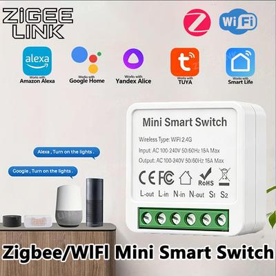 16A/20A Tuya WiFi ZigBee Mini Smart Switch Module DIY Breaker Relay, Two-Way Control with App Remote and Voice Works with Alexa Google Home Automation