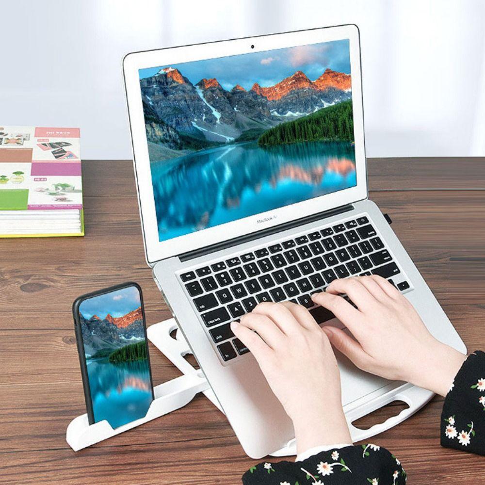 With Phone Holder Desktop Holder Foldable Ergonomic Laptop Riser Laptop Stand  Watching TV