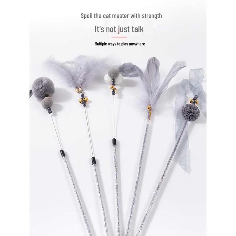 Fairy Long Handle Cat Teaser Wands - 4 Pack