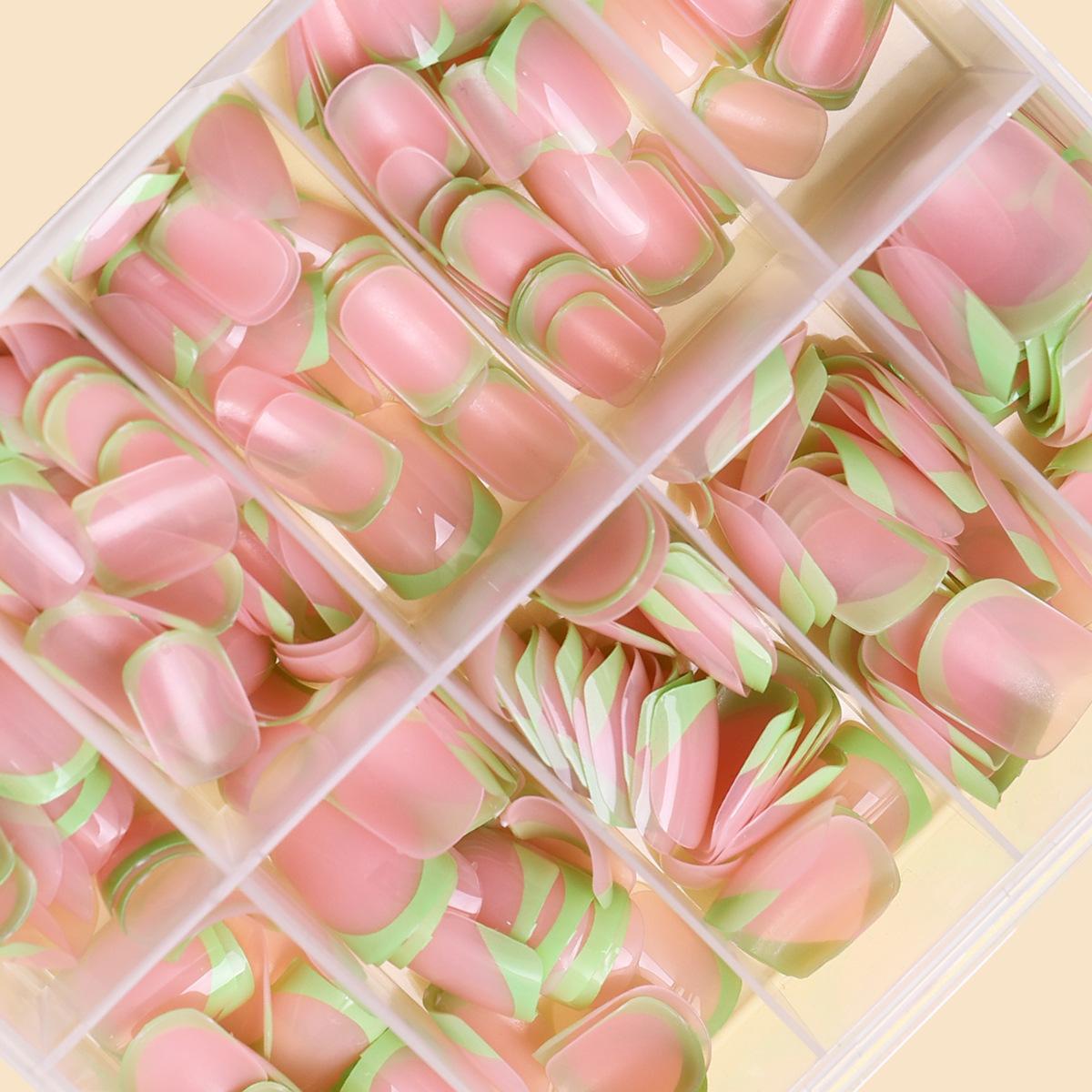 

Короткие розовые нежные женские нежные зеленые французские ногти милый натуральный сладкий стиль готовые накладные ногти ломтики 360 piece box бездна