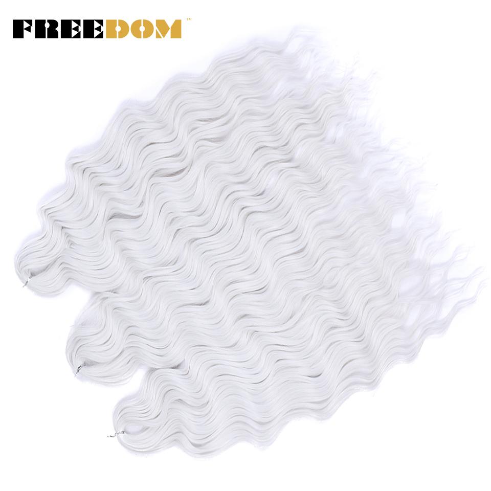 FREEDOM Synthetic Braiding Hair Extensions Natural Curly Wavy 24inch Water Wave Braid Hair Ombre Blonde Brown Twist Crochet Hair
