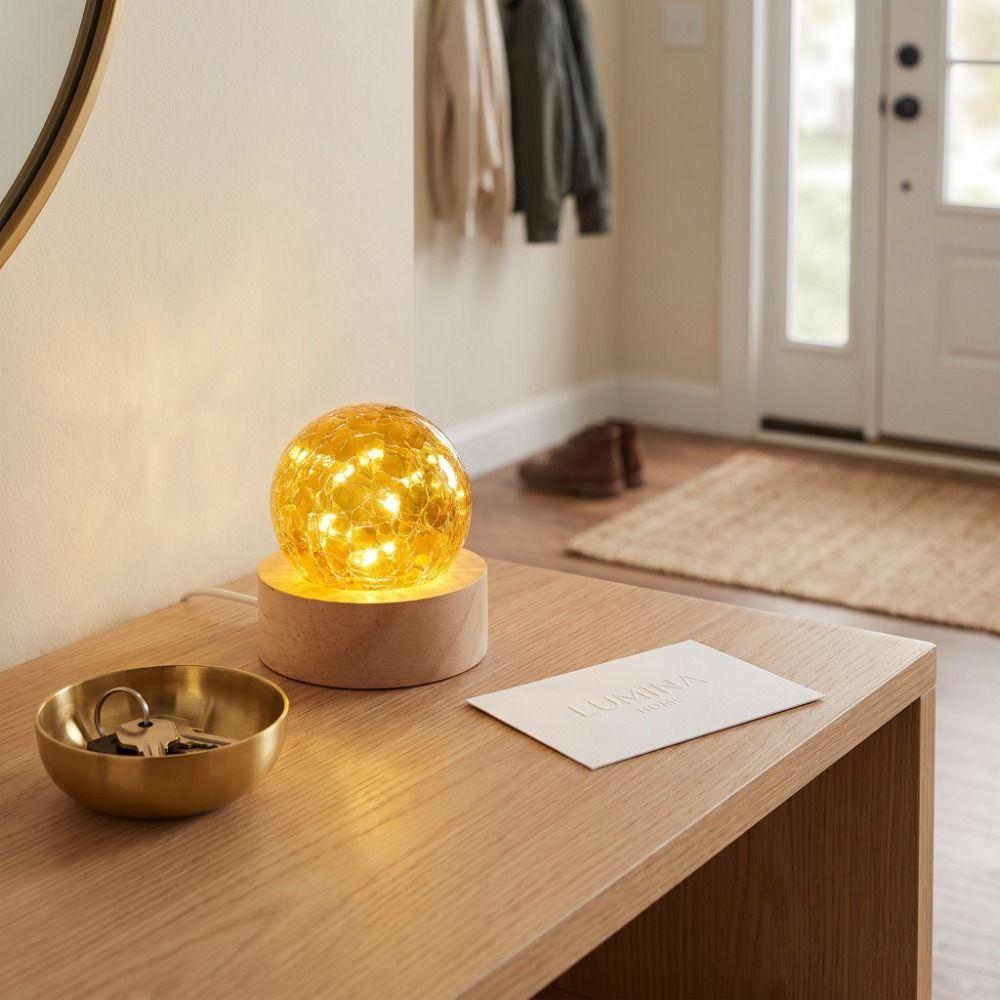Detachable Luminous Crystal Ornaments Shiny Glaze Beads Glass Sphere Figurine Xmas Gift
