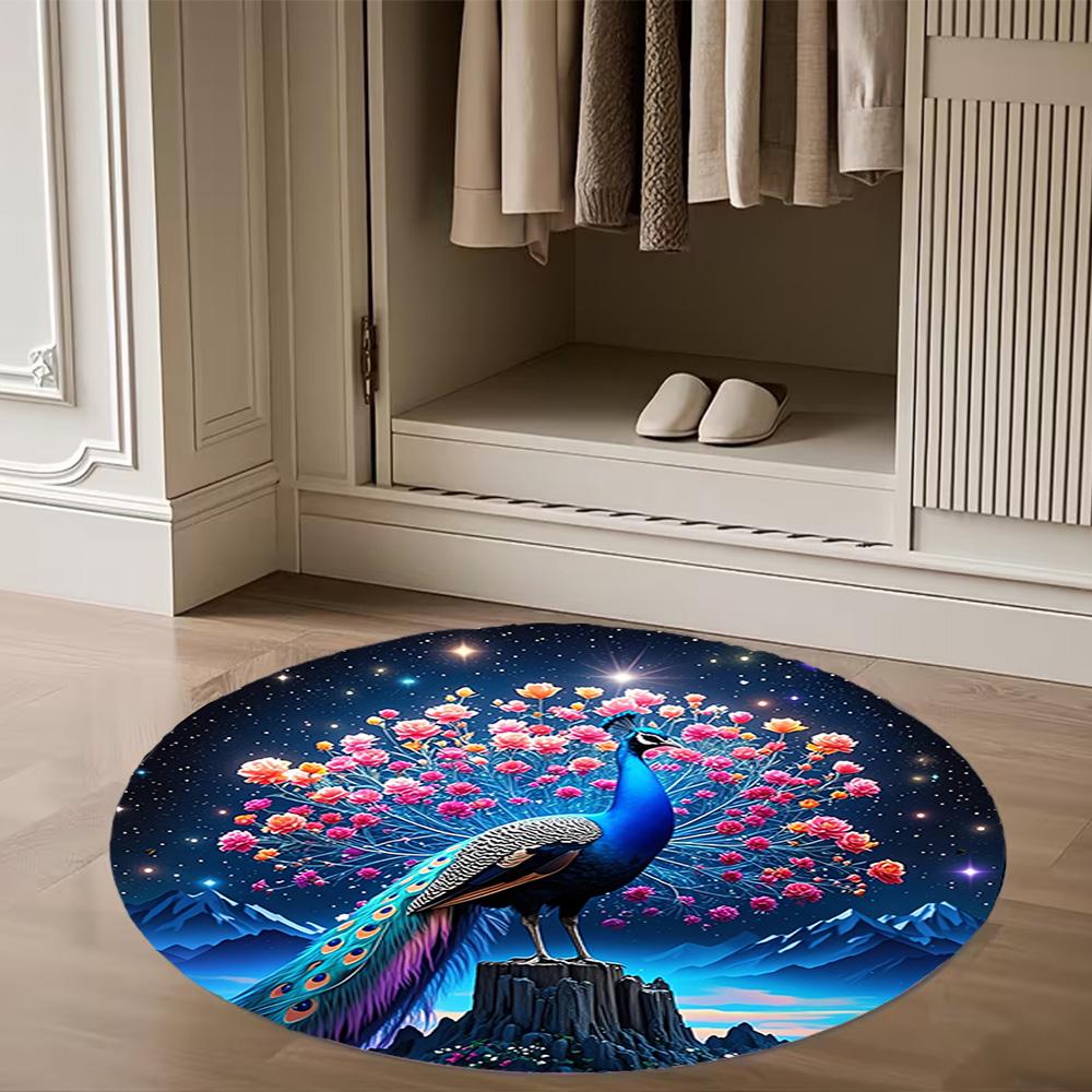 1pc Home Carpet Peacock Design Non-slip Rug for Office Decor and Living Room Gift Ideas