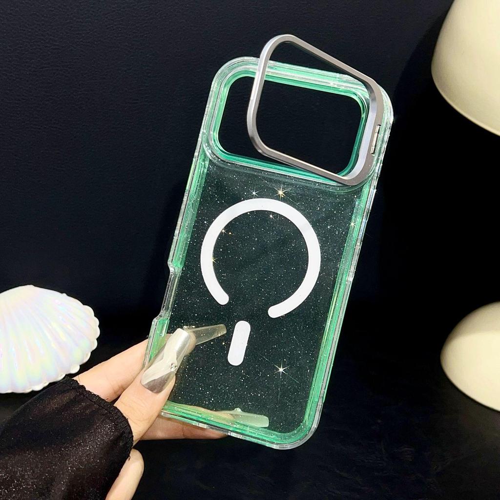 Magnetic Glitter Lens Holder Case for Apple iPhone 14/15Pro/16/17Promax
