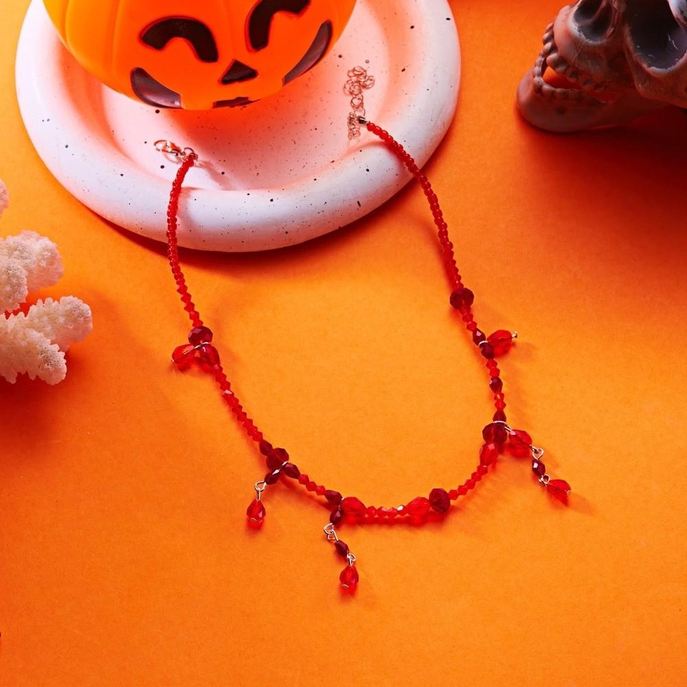 Gothic Halloween Collarbone Chain Red Halloween Choker Fashion Blood Drop Necklace Girl