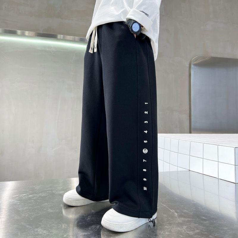 Boys' Wide-Leg Sports Sweatpants - Stylish Spring & Autumn Casual Pants for Kids