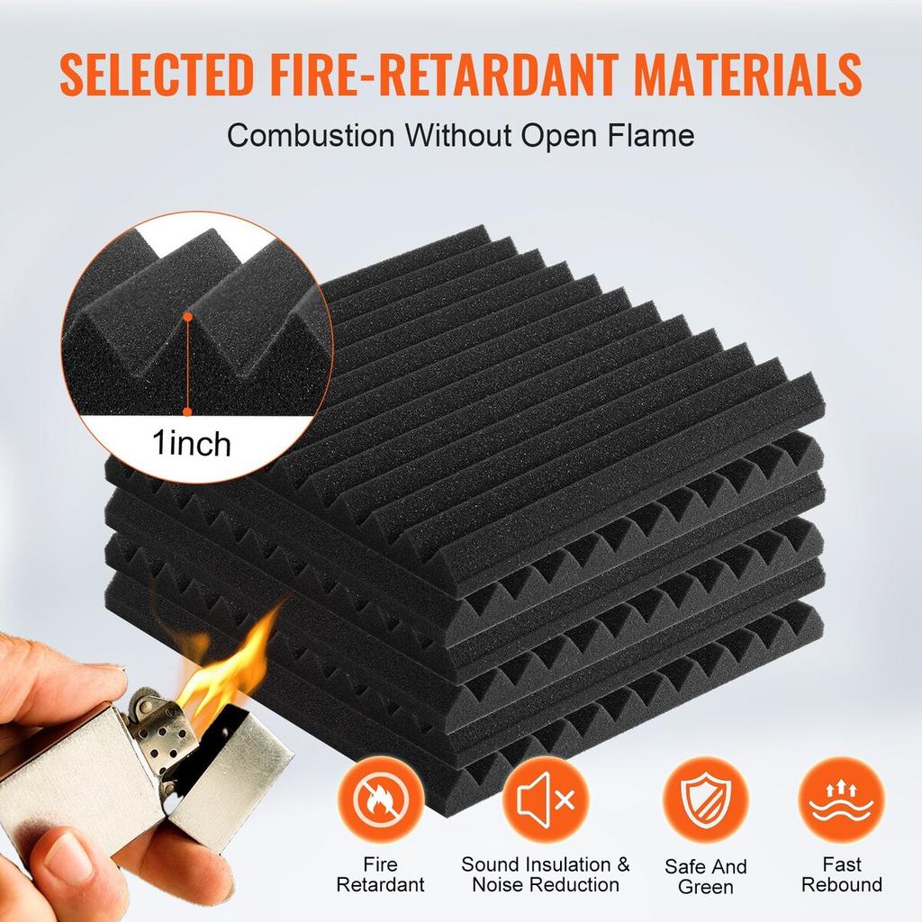 Acoustic Foam Panels 80 Pack 12 x 12 x 1 in for Studio Wall and Ceiling