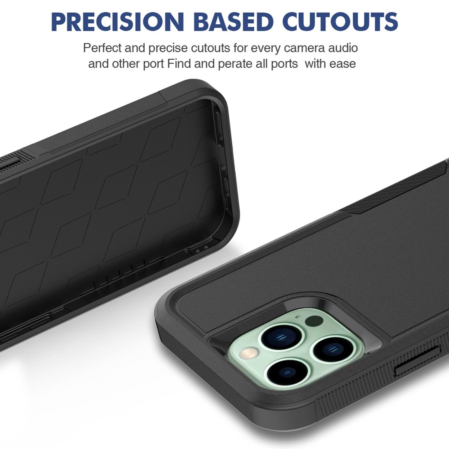 

For iPhone 14 Pro Max 6.7 inch Hard PC+Soft TPU Dual Layer Protection Case Anti-scratch Phone Cover Black