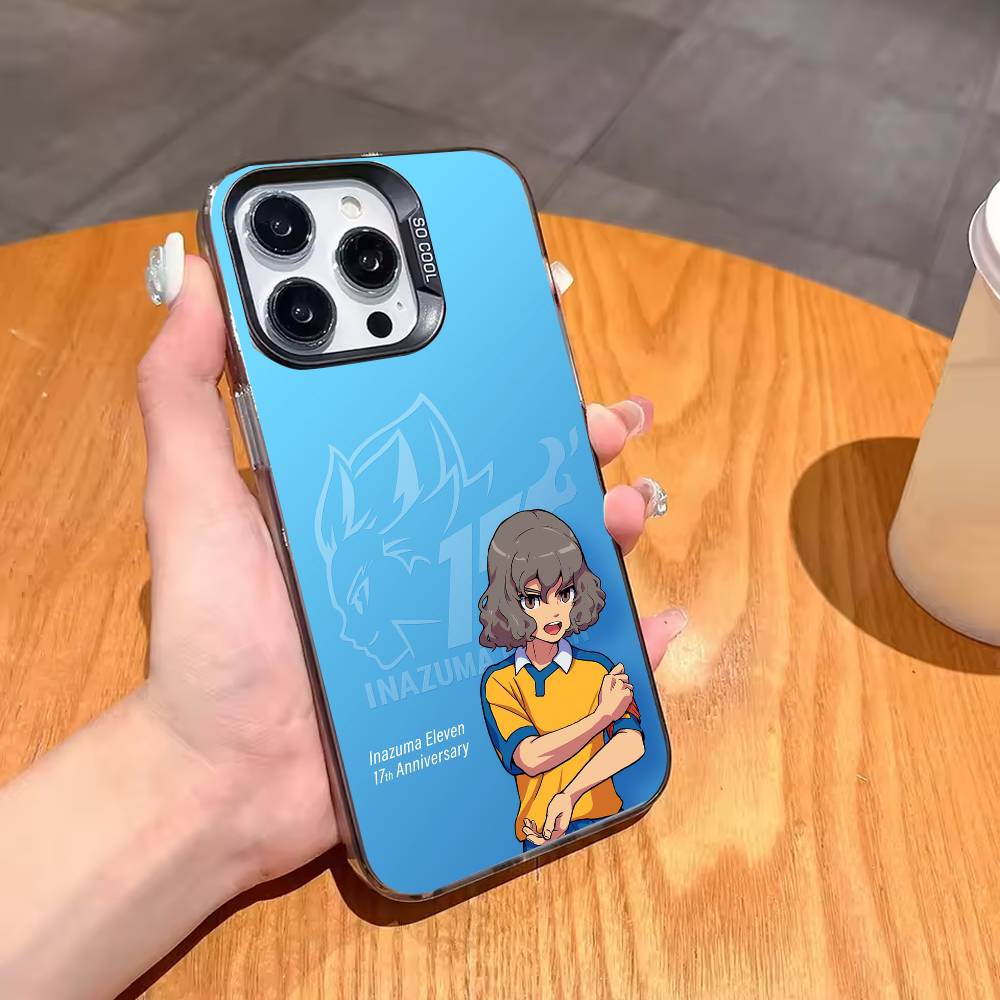 Sporty Japanese Anime I-Inazuma Eleven Phone Case For iPhone17,16,15,14,13,12,11,Pro,MAX Gray Matte Silicone Black Cover iPhone13PRO