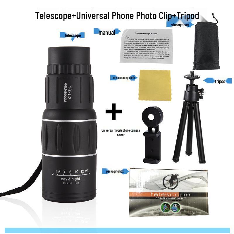 

Високопотужний монокуляр 16X52 з нічним баченням в умовах слабкого освітлення для фотографії на відкритому повітрі та на концертах