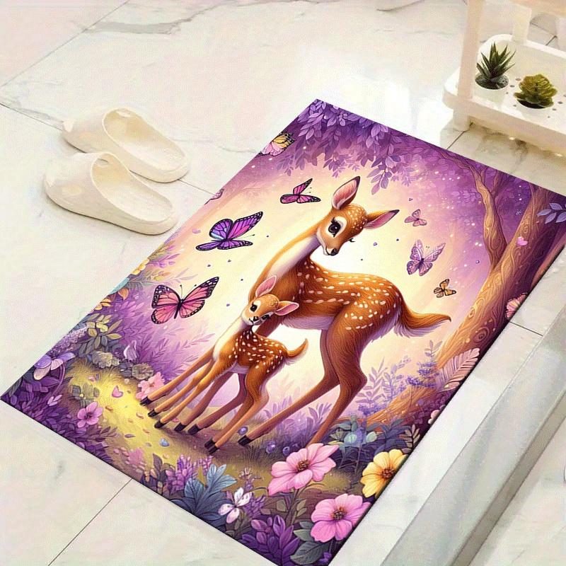 

1pc Elegant Sika Deer Print, Design Indoor Area Rug, Soft, Anti-Slip, and Durable Gaming Room Decor for Bedroom, Living Room, and Exercise R 60cm by 90cm