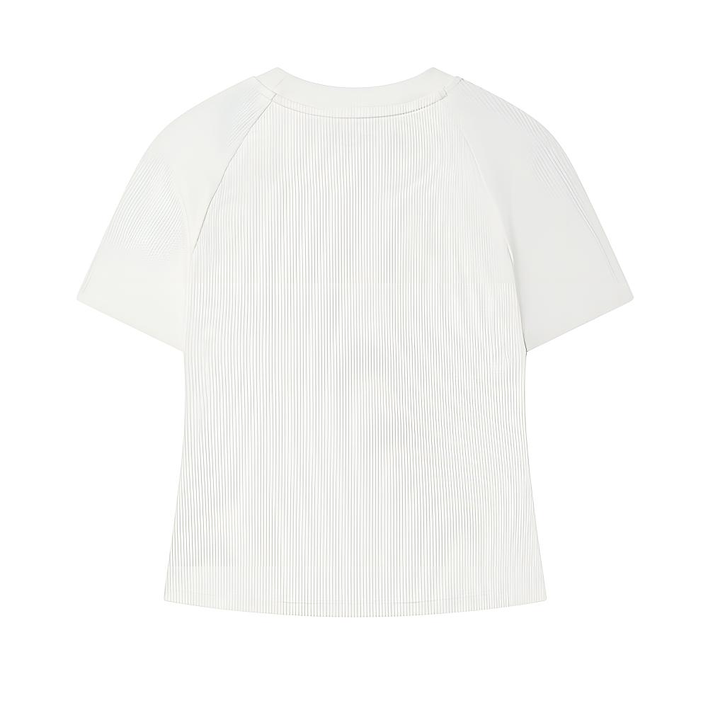 Fila Milano Series Trendy Fashion Casual Versatile Breathable Slim Fit Knitted Striped Short Sleeve T-Shirt Women Tops F11W535110F-WT