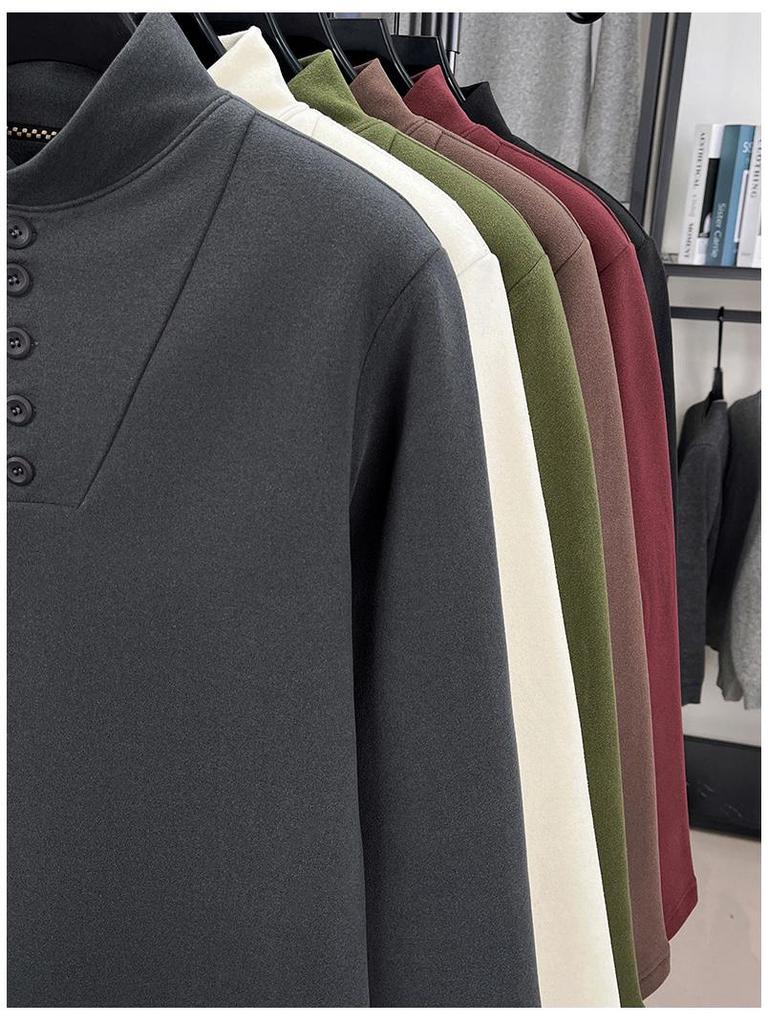 Men's Winter Fleece Hoodie with Half-High Collar - Thick, Warm Base Layer for Casual Fashion