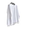 Lace Spliced Plus Size Pure Cotton Long Sleeve T-Shirt - Mid-Length Early Autumn Women's Top