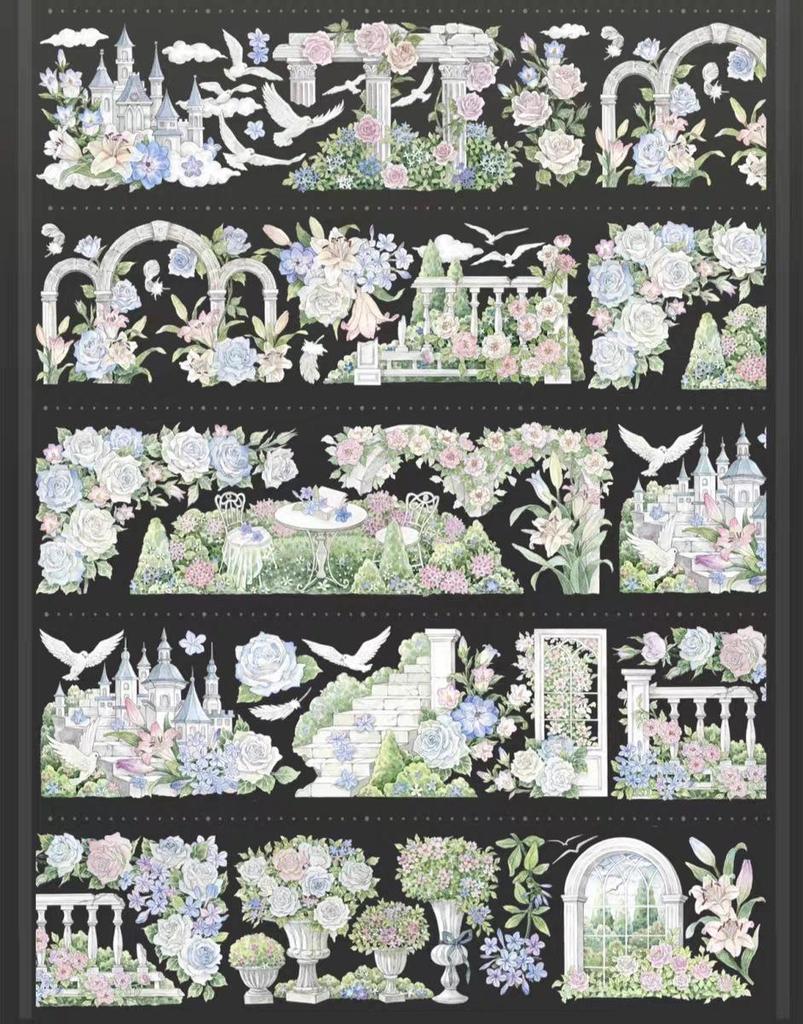 Falling Sunset Tide Washi Tape & Stickers for Journals: Flowing Hemp Ancient Style