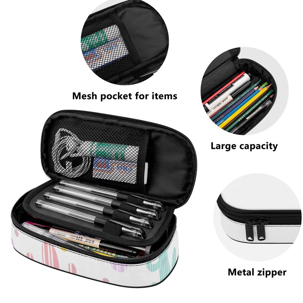 Pen Case Lightweight Durable Polyester Fabric Zipper Closure with Main Storage Mesh Pocket and Organized Pen Holders for Students