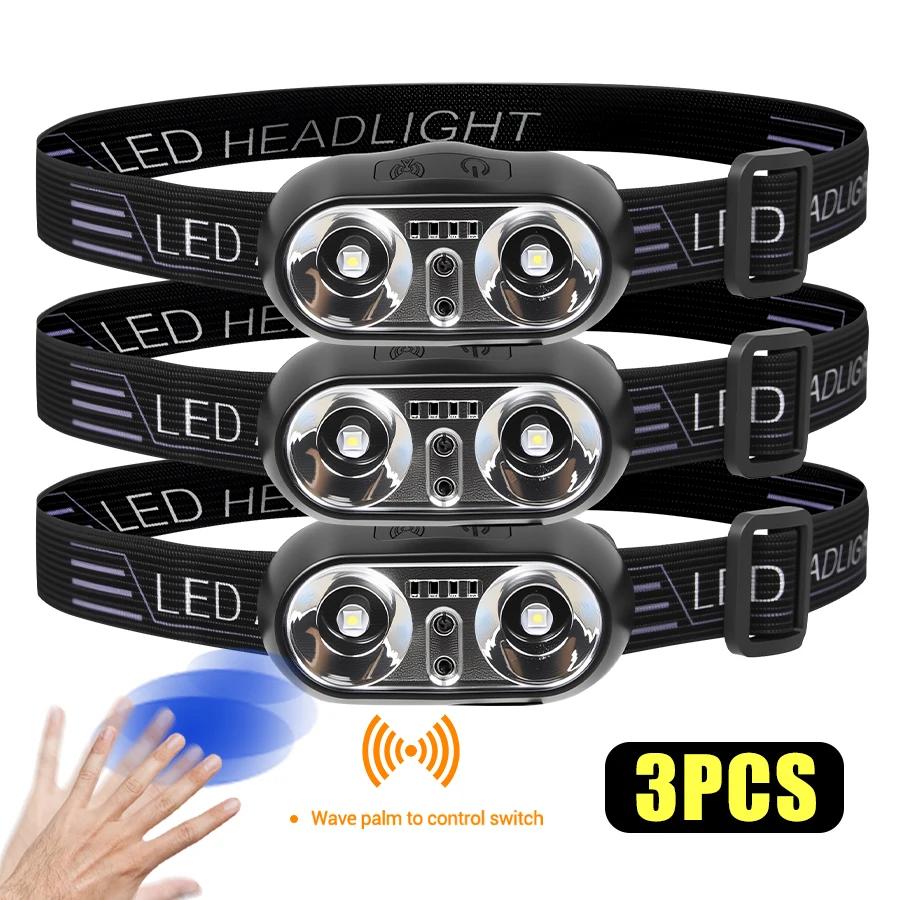 Strong Light Headlamp Mini Led Night Fishing Powerful Torch Head Lamp Outdoor Waterproof Camping Portable LED Sensor Headlamps