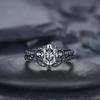 Gun Black Zirkon Ring, Ring Internet Promi Hochzeit Verlobung Vintage Diamant Ring