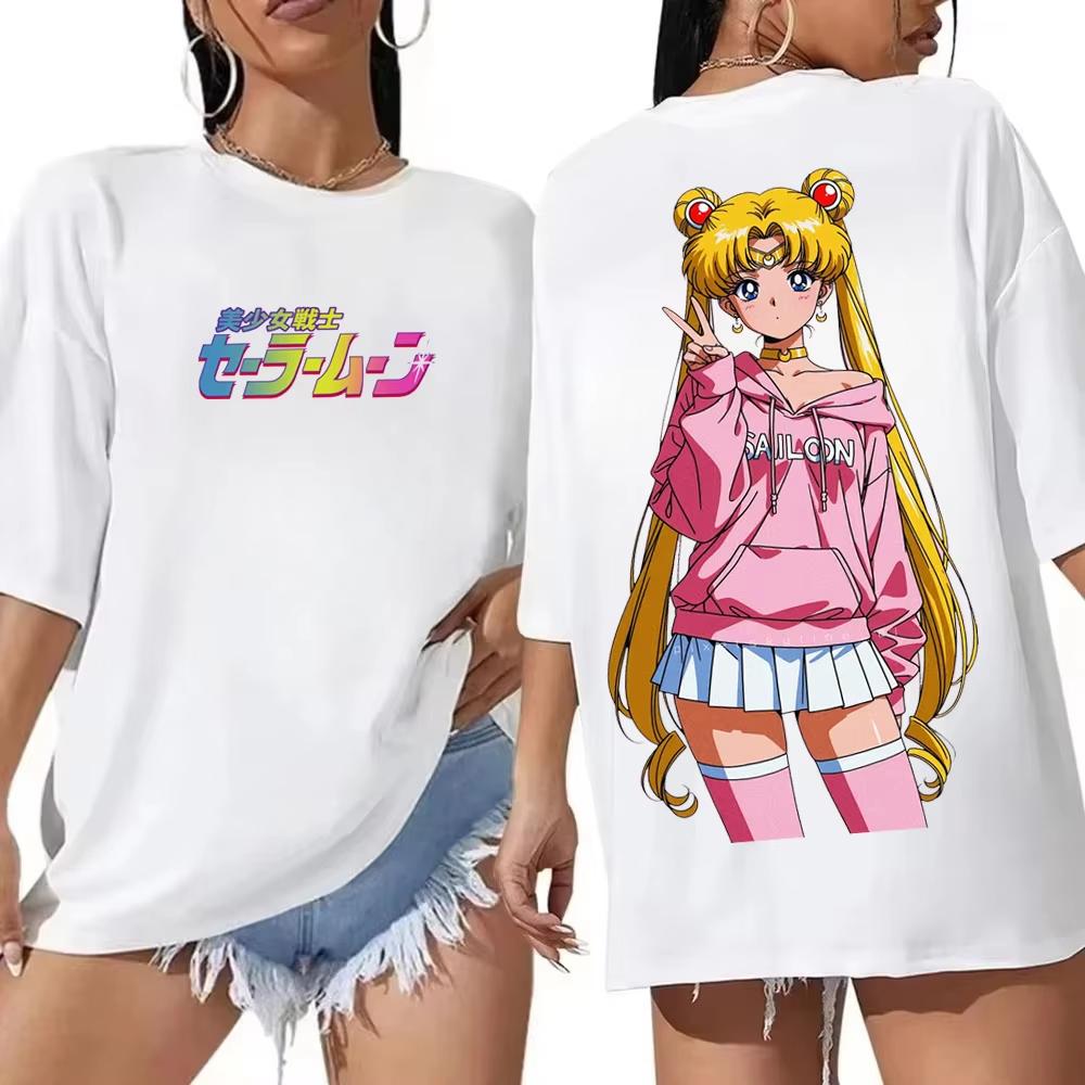 Sailor Moon Retro 90s Anime Graphic T Shirt Summer Cotton Unisex Unisex Tee Streetwear Casual Trend Short Sleeve Couple Hip Hop Top