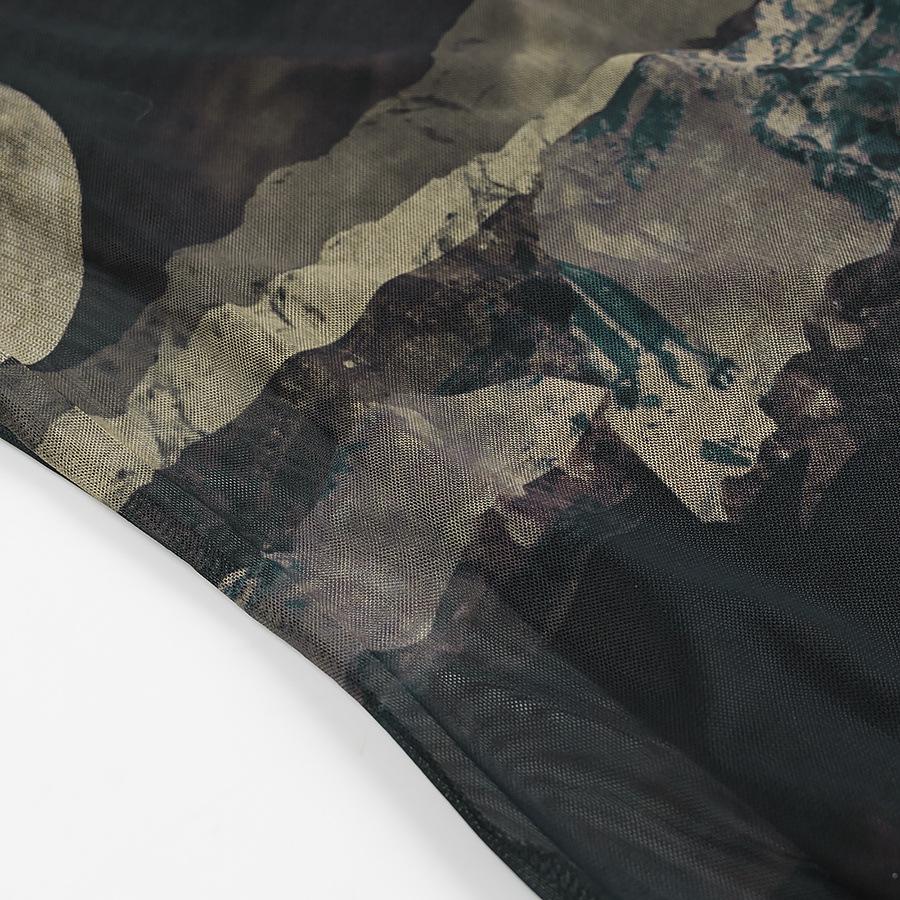 2025 Spring Women's European & American Style Slimming Mesh Print Long Sleeve Dress