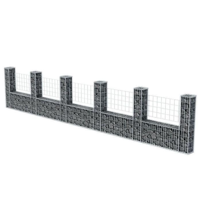 VidaXL Panier de Gabion en Forme d'U Acier 570x20x100 cm Clôture de Jardin 142547