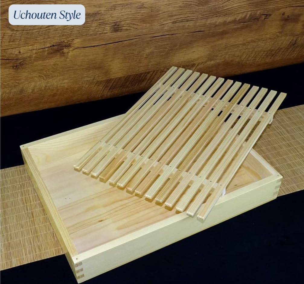 UchouteN Style Wooden Deli Tray with Natural for Deep Fried and Japanese Display Plate Drainer, Wood, Food, Tempura, Sashimi, Serving, Tableware,