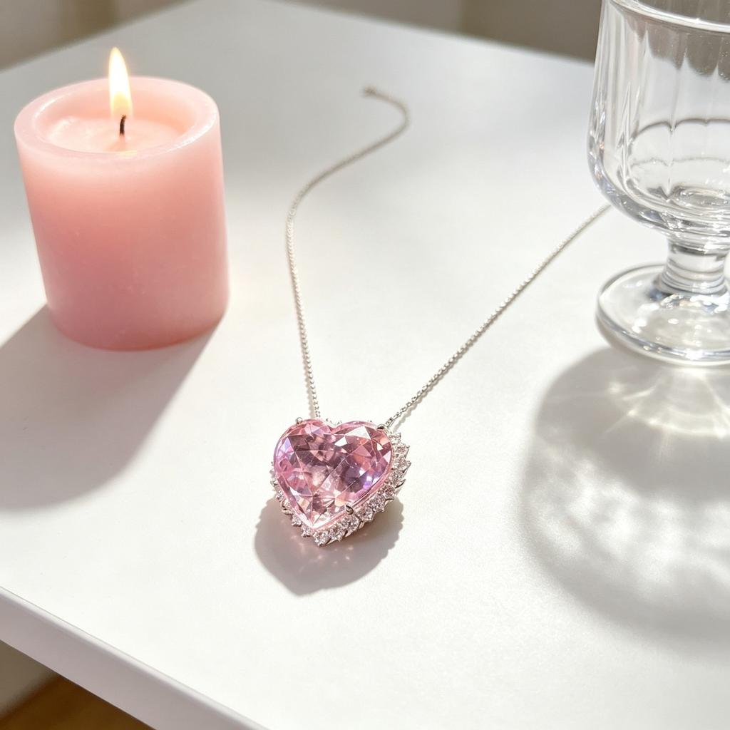 Light Luxury Heart-shaped Zircon Inlaid Pendant Necklace, Suitable for Daily Wear, Valentine's Day Gifts, Birthday Gifts