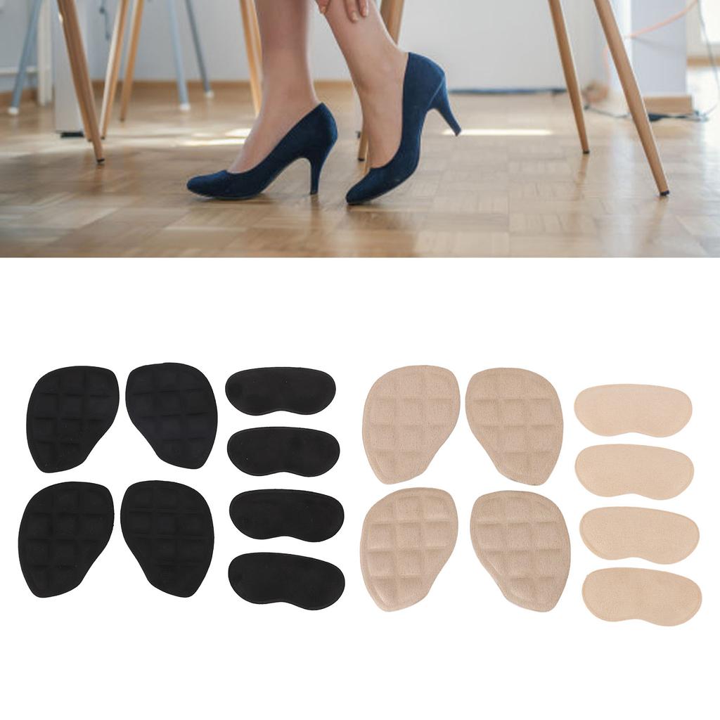 8 Pcs Forefoot Heel Cushion Inserts Non Slip Improved Shoe Fit Adhesive Heel Grips Liners for Too Bi