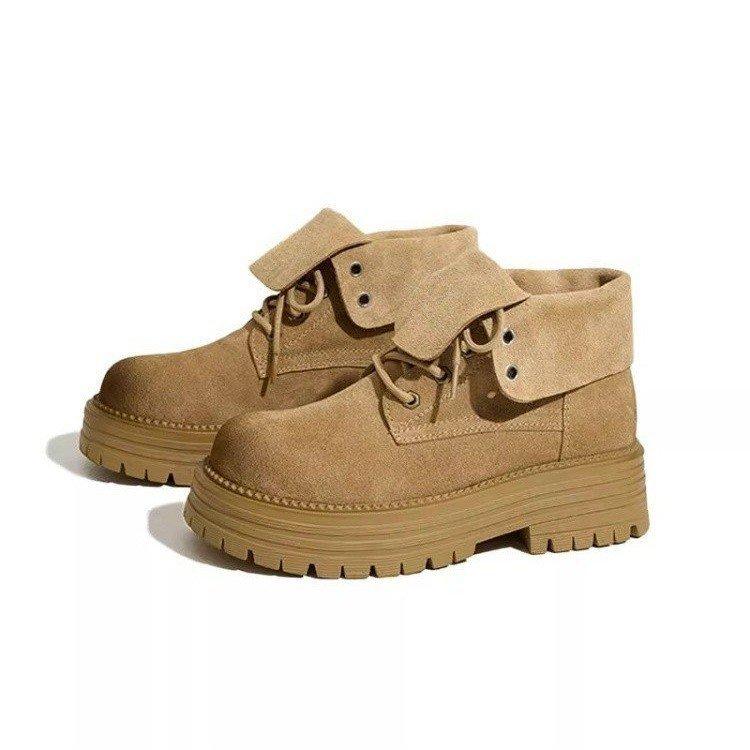 Martin Boots Women's 2025 New Summer Breathable Leather Two Wear Rhubarb Boots British Style Versatile Flip Platform Short Boots