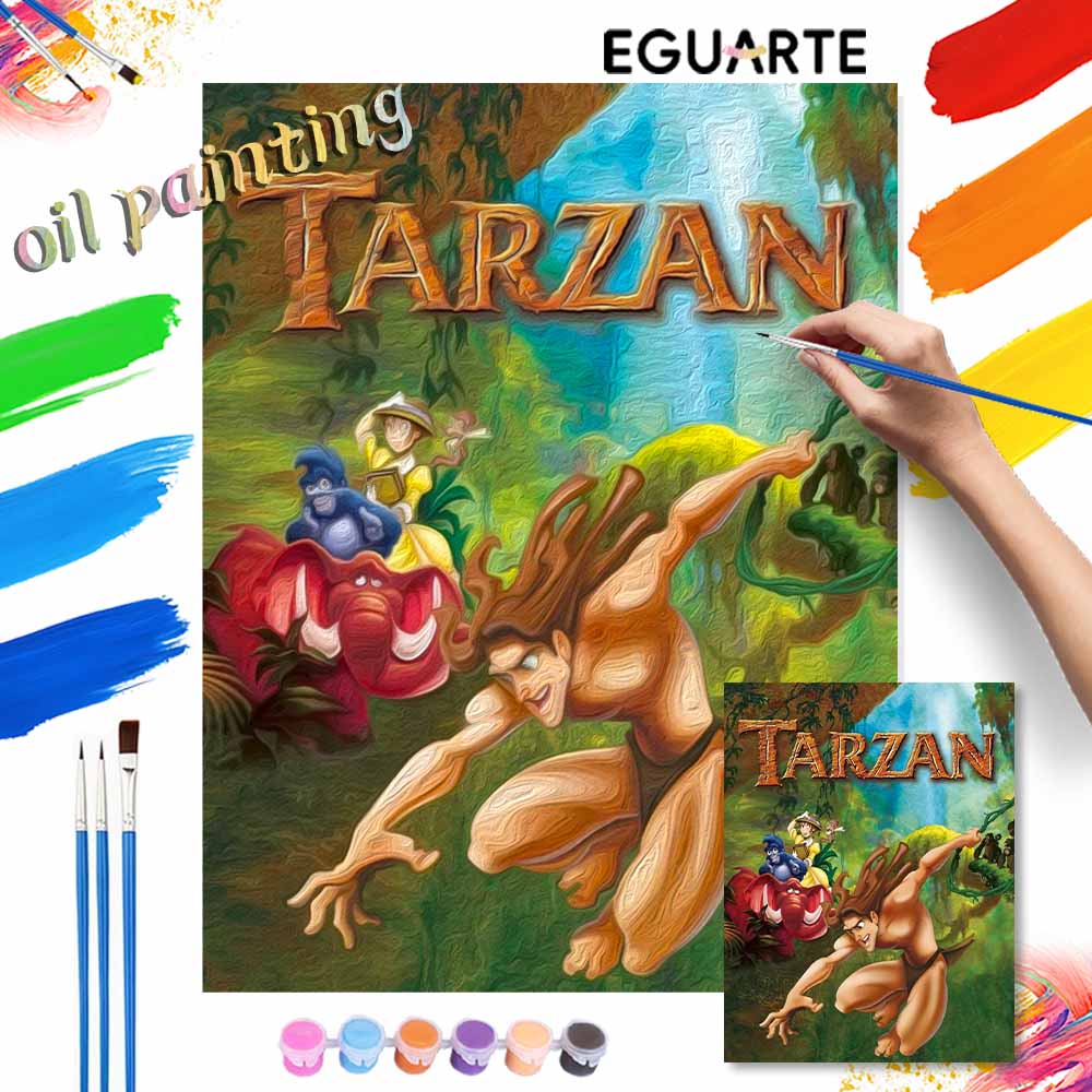 Disney oil painting painting art Tarzan forest jungle scenery handmade diy painting home decoration gift