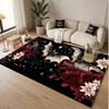 Rose Floral Theme Soft Crystal Velvet Rug Custom Name & Text Print Non Slip Floor Rug for Bedroom Living Room