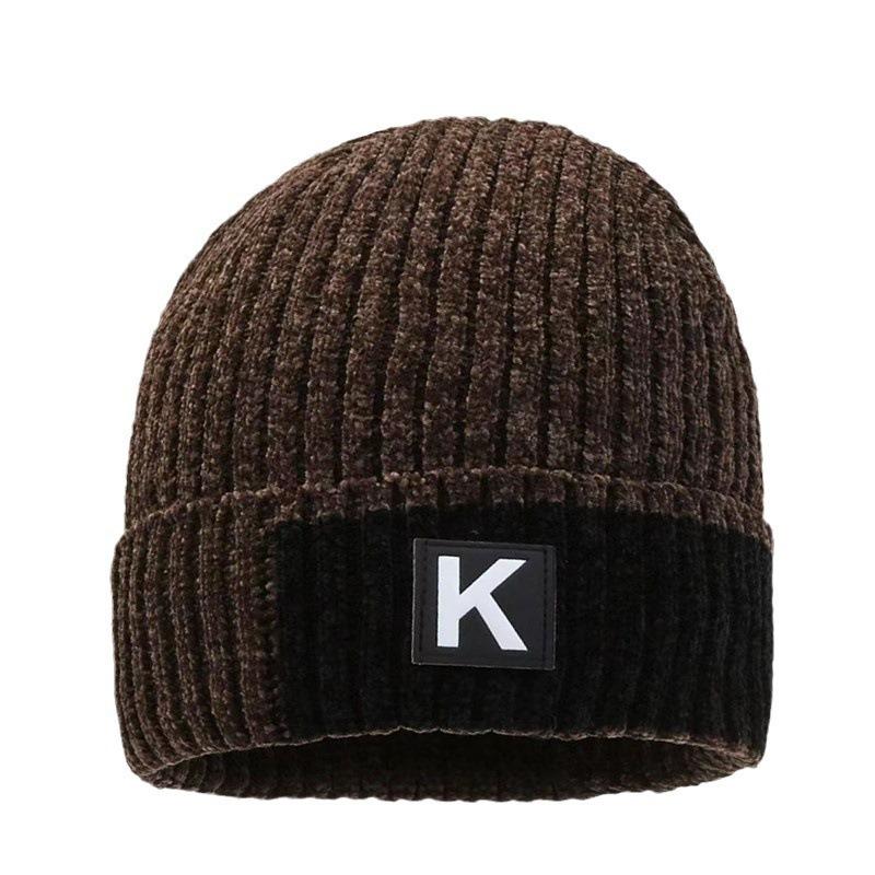 Men's Winter Outdoor Thermal Knit Hat with Fleece Lining Thickened Cycling Beanie Outdoor Chenille Wool Hat