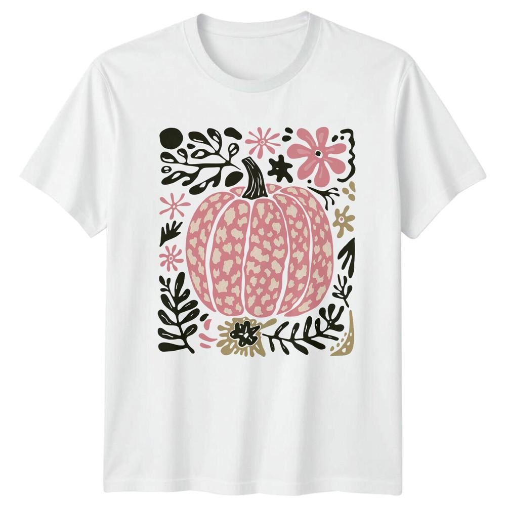 Pink Spotted Pumpkin Autumn Seasonal Graphic Unisex T Shirt Unisexs Unisexs Tee S