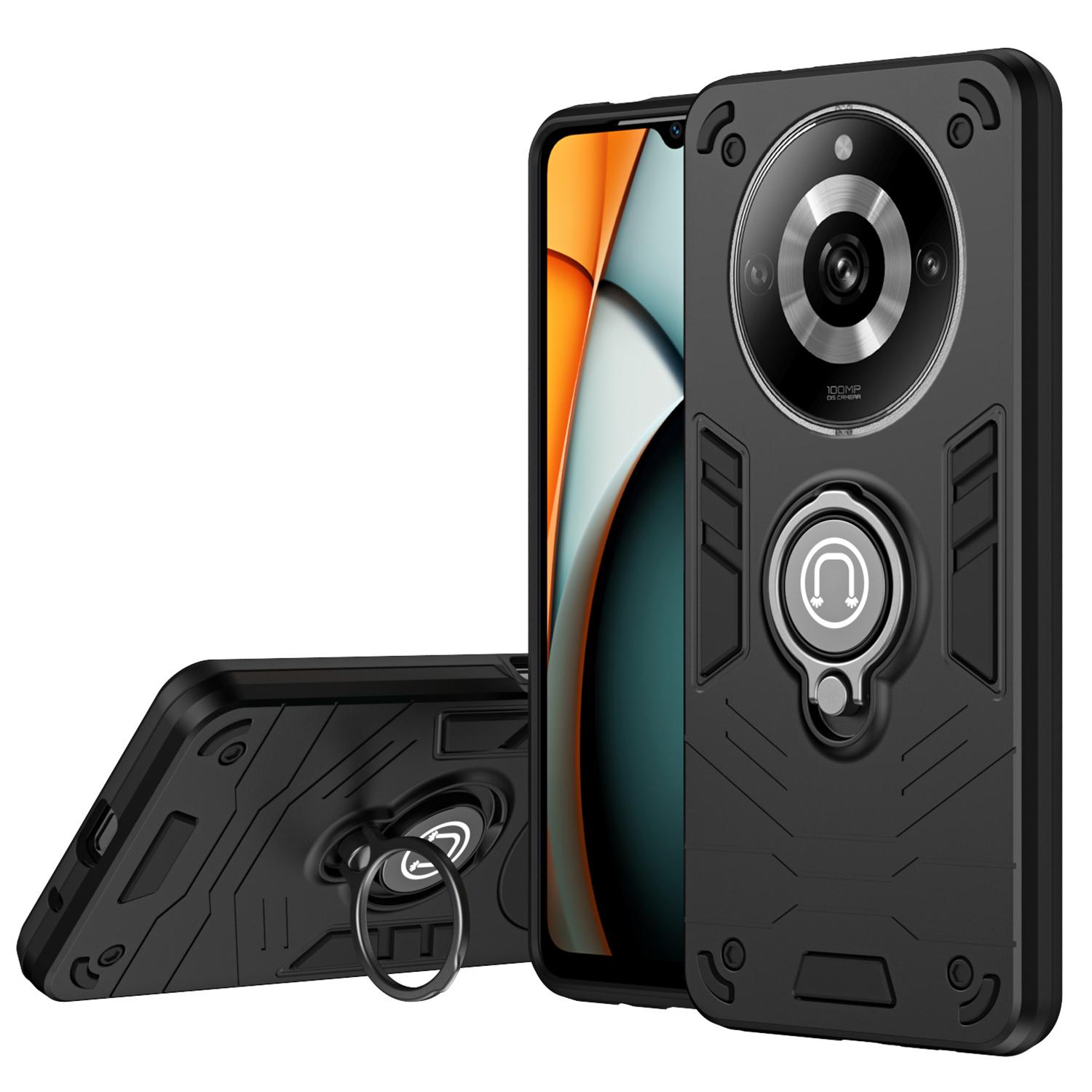 

Для Realme 11 Pro+ 5G/11 Pro 5G Чехол Тонкий Чехол для телефона с кольцом-подставкой Black