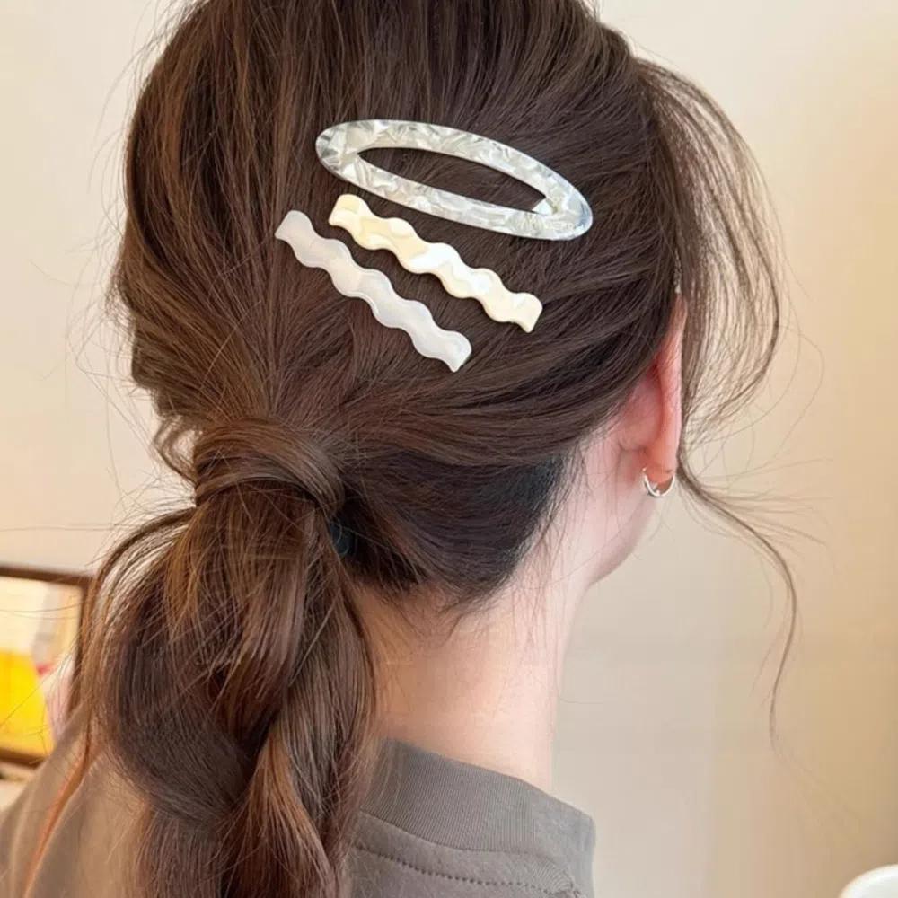 Duckbill Clip Acetate Hairpin Set Geometry Bangs Clip Cute Cute Hair Clip  Kids