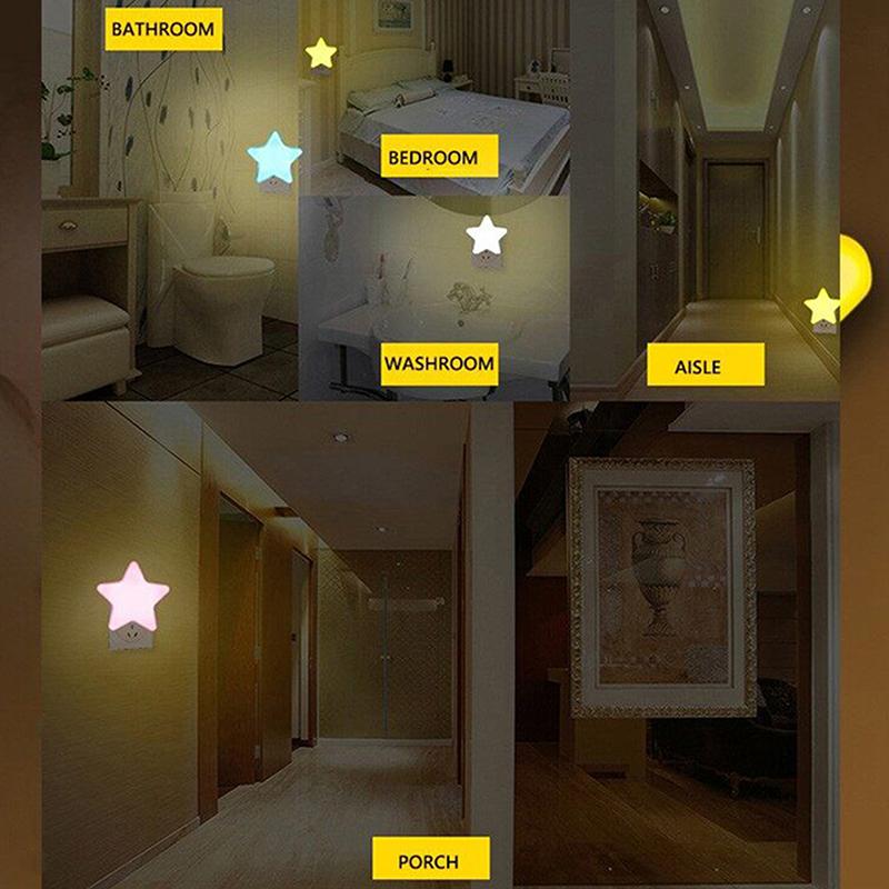 Us Plug Led Stars Night Lights Night Lamp Light Home Decoration Bedroom Bedside Baby Room Sleeping Wall Lamp Corridor Lighting