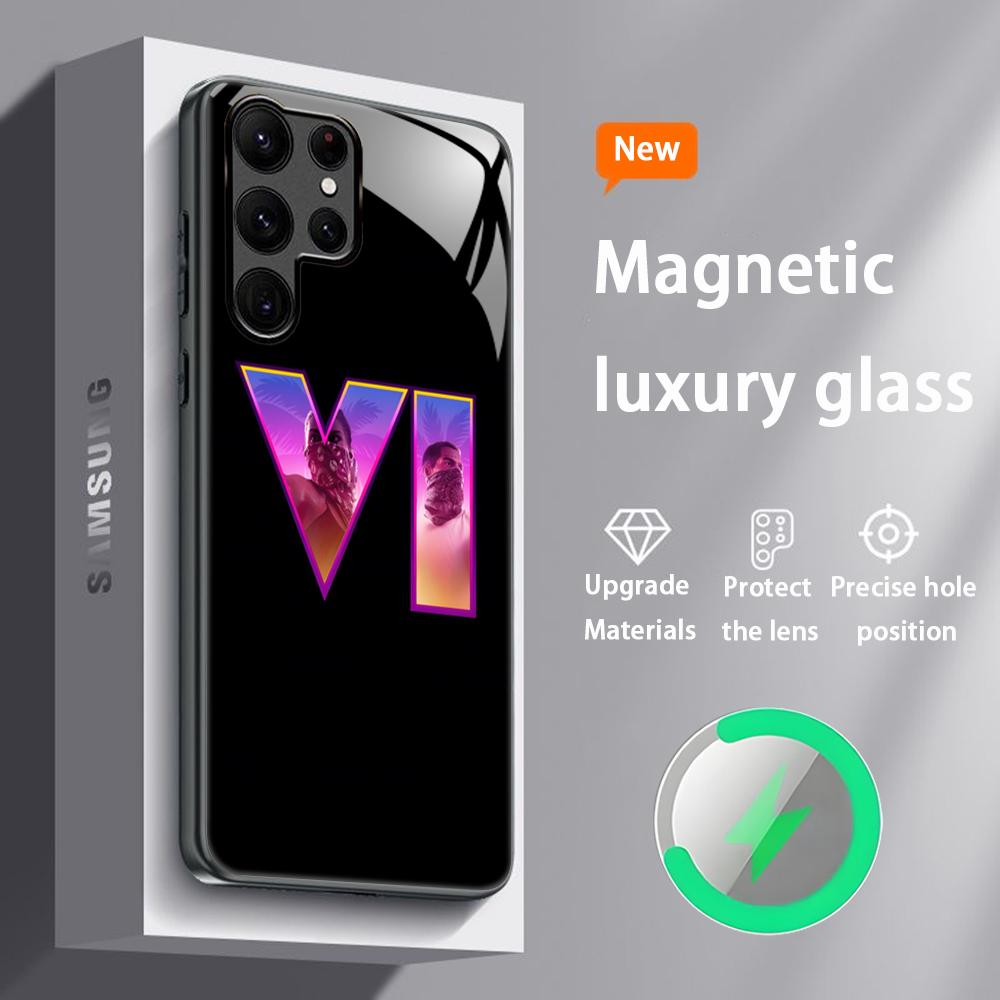 G-GTA6 R Star Game Hot Phone Case For Samsung S25 S24 S23 S22 S21 S20 Plus Ultra Note20 Glass Magnetic Case