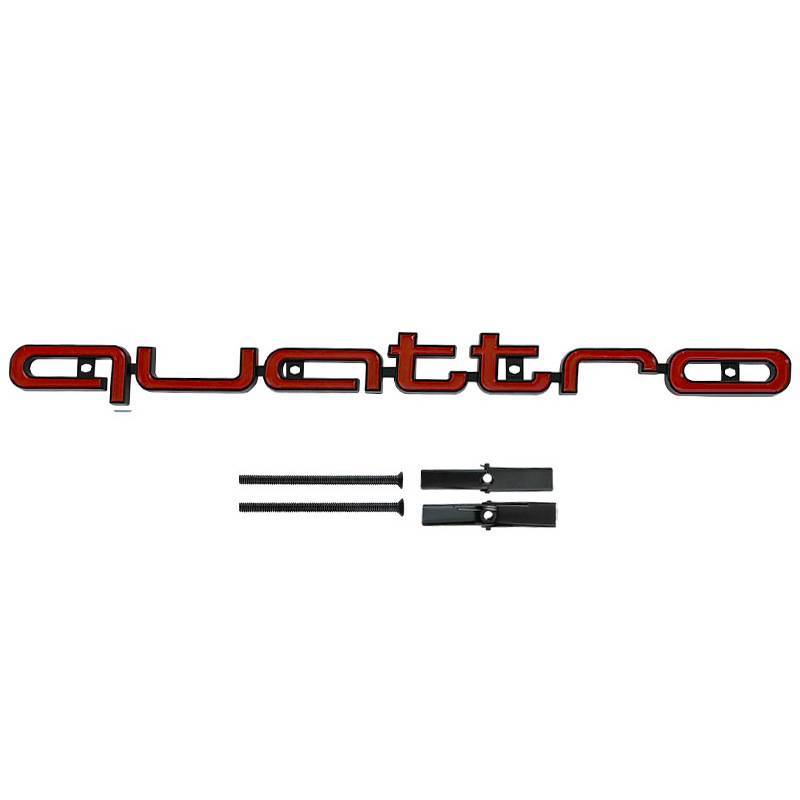 Emblema RS Style Quattro per Cofano Lungo, Distintivo Cromato per Griglia Anteriore, Accessorio Esterno per Auto