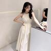 French sweet sleeveless neck sling dress women's summer new small seaside vacation dress