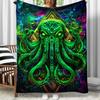 Alien Octopus Trippy Art Fleece Blanket Psychedelic Cosmic Design Throw Blanket UFO Alien Theme Soft Plush Bedding Gift for Fans