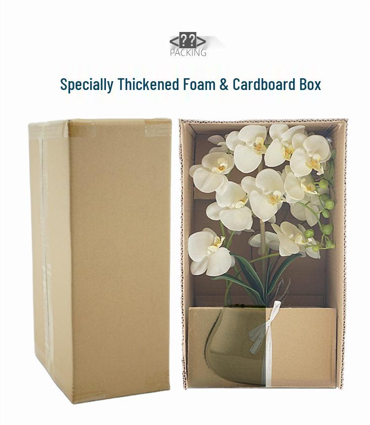 Flori Artificiale Phalaenopsis în Vas Ceramic - Ideal pentru Decorarea Sufrageriei sau a Mesei de Dining