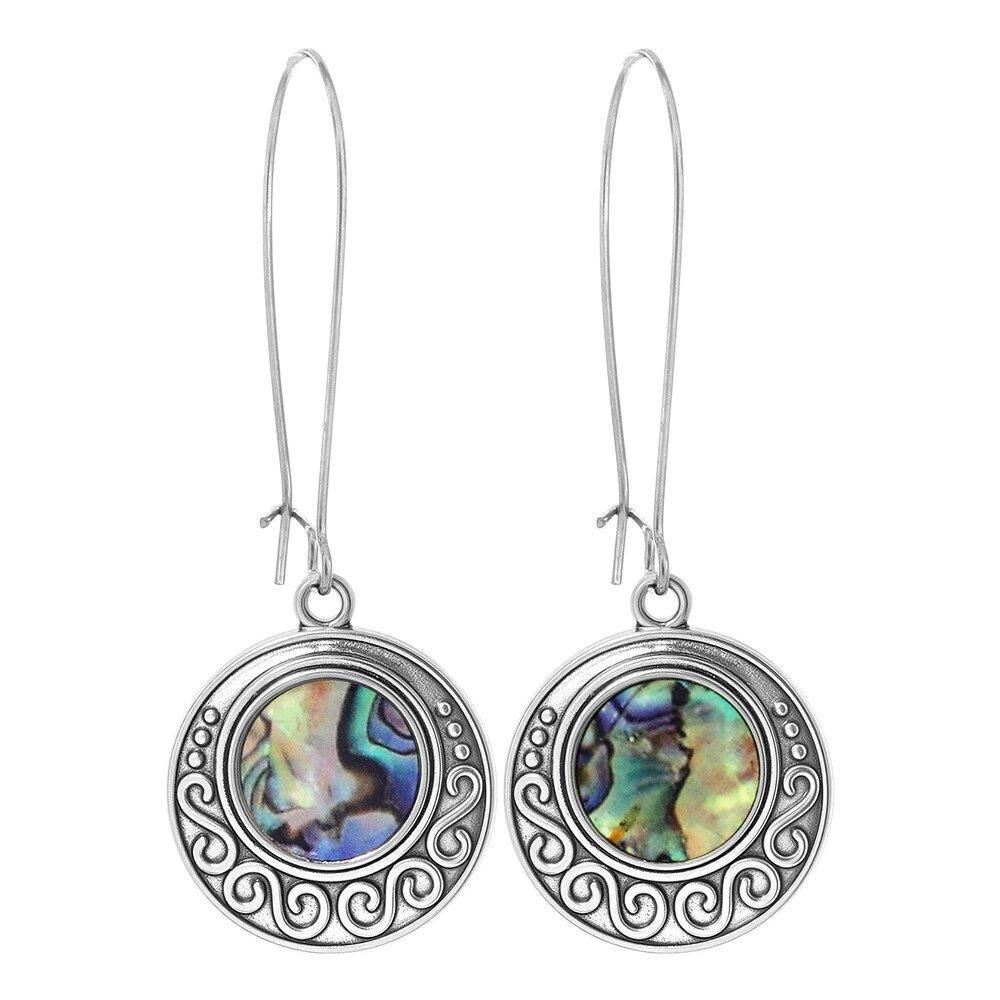 

Vintage Abalone Shell Earrings for Women Ethnic Creative Tassel Silver Color Geometric Dangle Earrings Vacation Style Jewelry