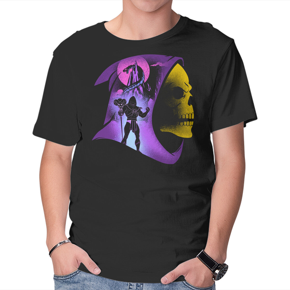 Unisex Crew Neck T-Shirt Old Skull Lord Graphic Short Sleeve Casual Tee XXXL