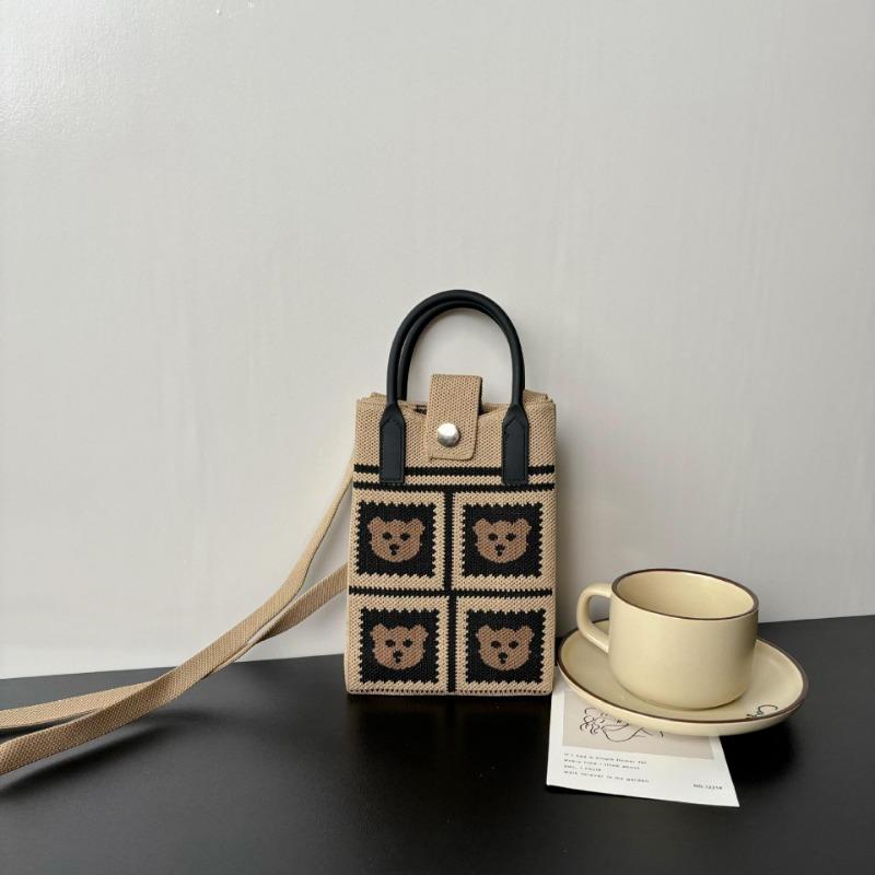 Premium Sense Ns Mobile Phone Bag New Cartoon Knitted Bag Dopamine Niche Versatile Messenger Shoulder Bag Handbag